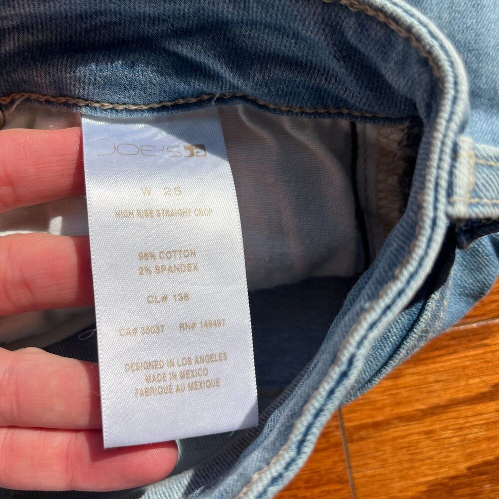 Joes's High Rise Straight Cropped Distressed Denim Jeans SZ 25 Western Stretch - Picture 8 of 10